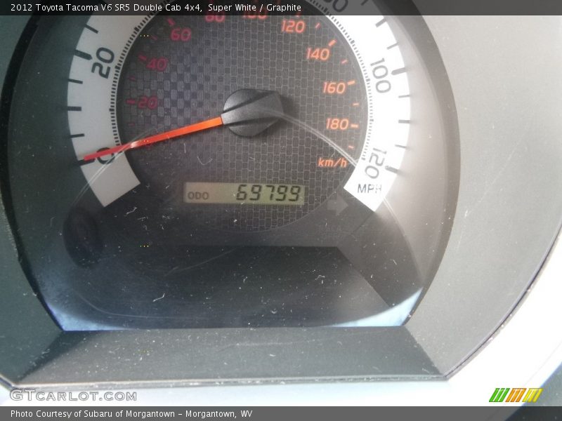 Super White / Graphite 2012 Toyota Tacoma V6 SR5 Double Cab 4x4
