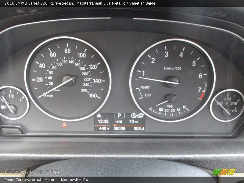 Mediterranean Blue Metallic / Venetian Beige 2018 BMW 3 Series 320i xDrive Sedan