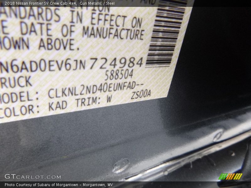 Gun Metallic / Steel 2018 Nissan Frontier SV Crew Cab 4x4