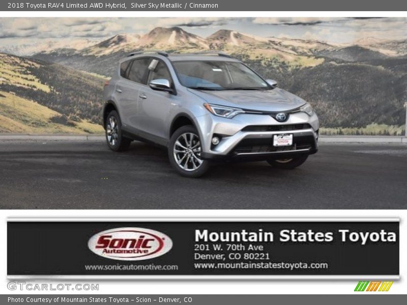 Silver Sky Metallic / Cinnamon 2018 Toyota RAV4 Limited AWD Hybrid