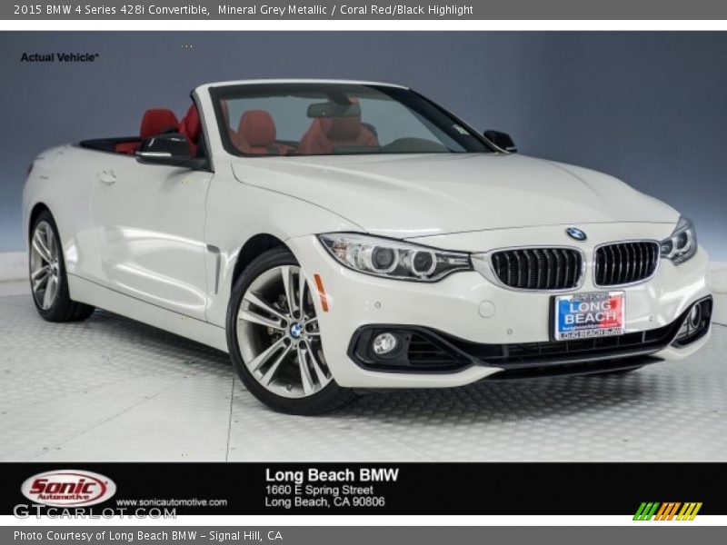 Mineral Grey Metallic / Coral Red/Black Highlight 2015 BMW 4 Series 428i Convertible