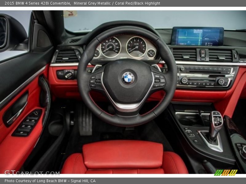 Mineral Grey Metallic / Coral Red/Black Highlight 2015 BMW 4 Series 428i Convertible