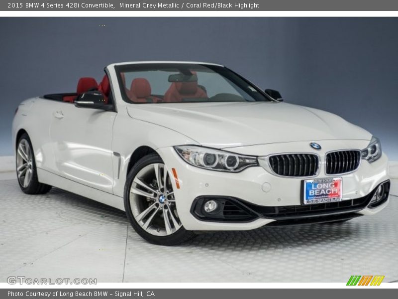 Mineral Grey Metallic / Coral Red/Black Highlight 2015 BMW 4 Series 428i Convertible