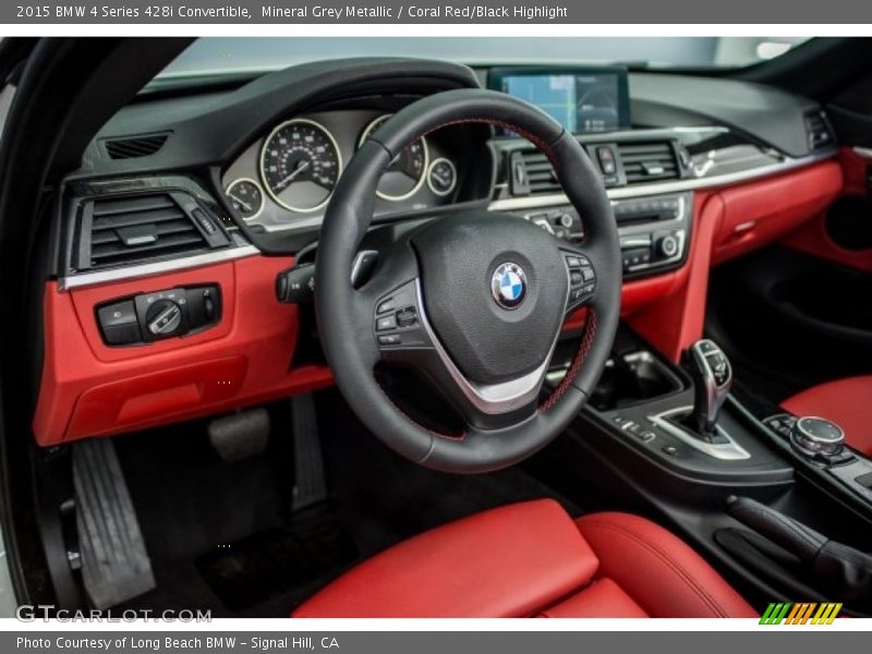 Mineral Grey Metallic / Coral Red/Black Highlight 2015 BMW 4 Series 428i Convertible