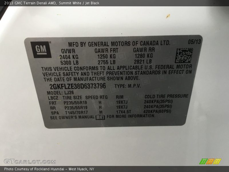 Summit White / Jet Black 2013 GMC Terrain Denali AWD