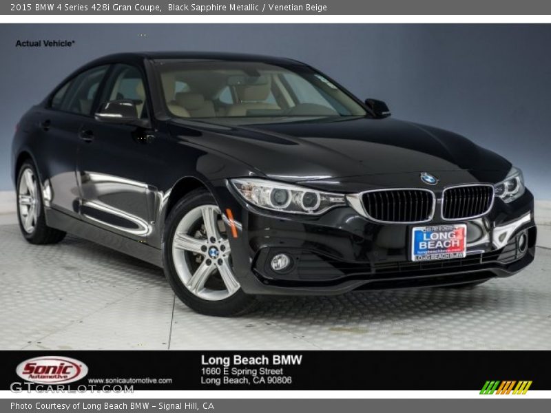 Black Sapphire Metallic / Venetian Beige 2015 BMW 4 Series 428i Gran Coupe
