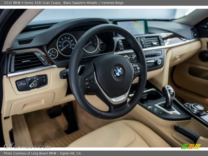 Black Sapphire Metallic / Venetian Beige 2015 BMW 4 Series 428i Gran Coupe
