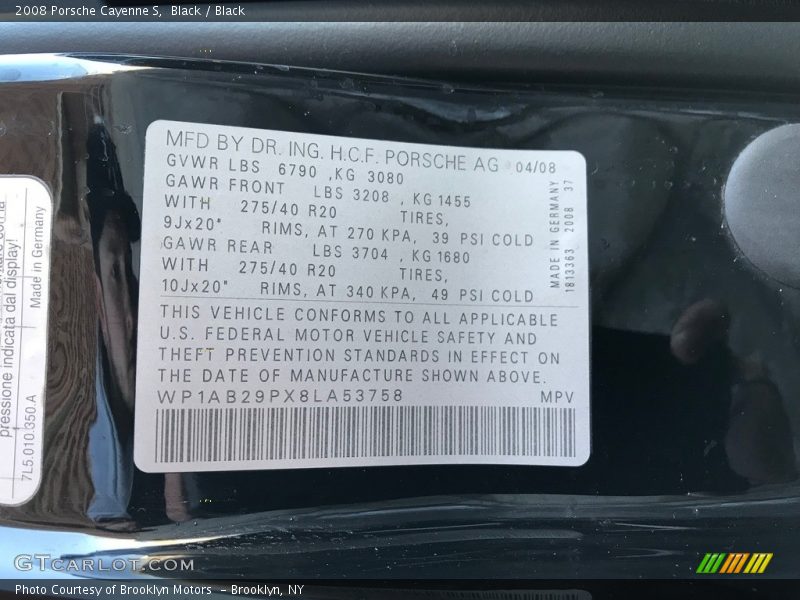 Black / Black 2008 Porsche Cayenne S