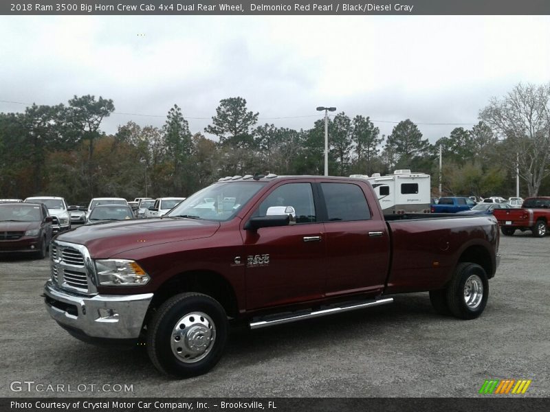 Delmonico Red Pearl / Black/Diesel Gray 2018 Ram 3500 Big Horn Crew Cab 4x4 Dual Rear Wheel
