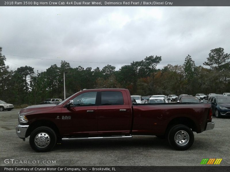 Delmonico Red Pearl / Black/Diesel Gray 2018 Ram 3500 Big Horn Crew Cab 4x4 Dual Rear Wheel