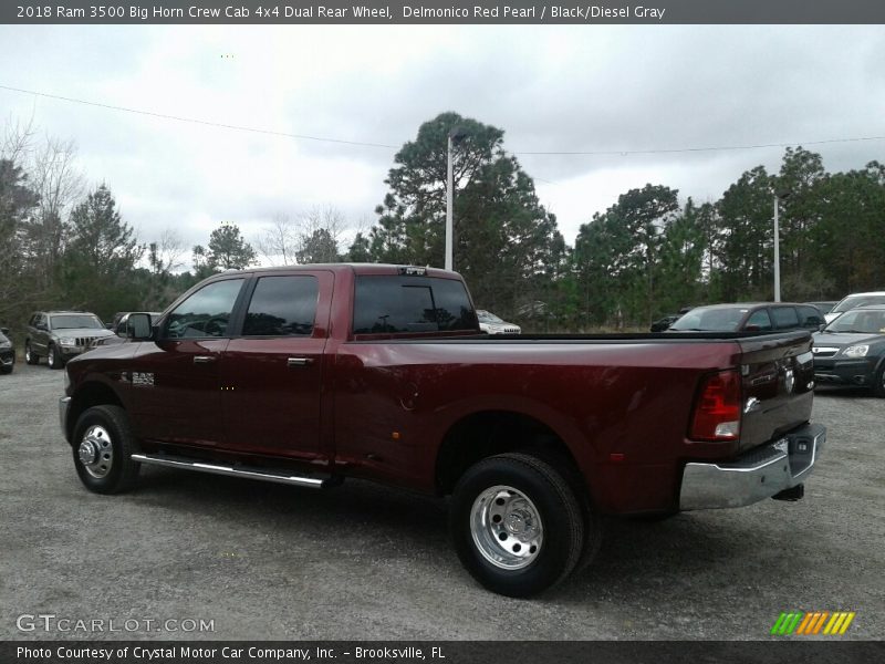 Delmonico Red Pearl / Black/Diesel Gray 2018 Ram 3500 Big Horn Crew Cab 4x4 Dual Rear Wheel