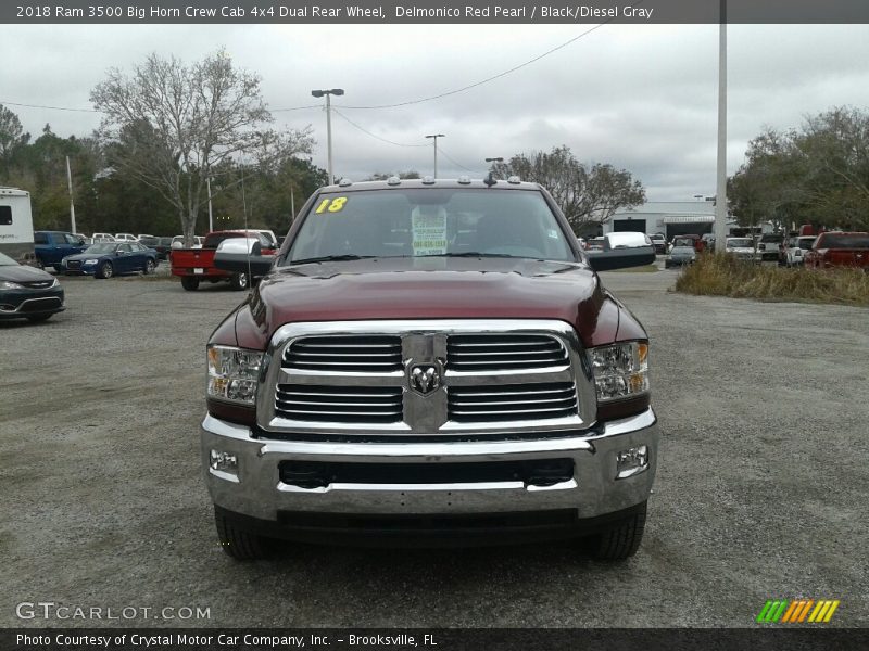 Delmonico Red Pearl / Black/Diesel Gray 2018 Ram 3500 Big Horn Crew Cab 4x4 Dual Rear Wheel