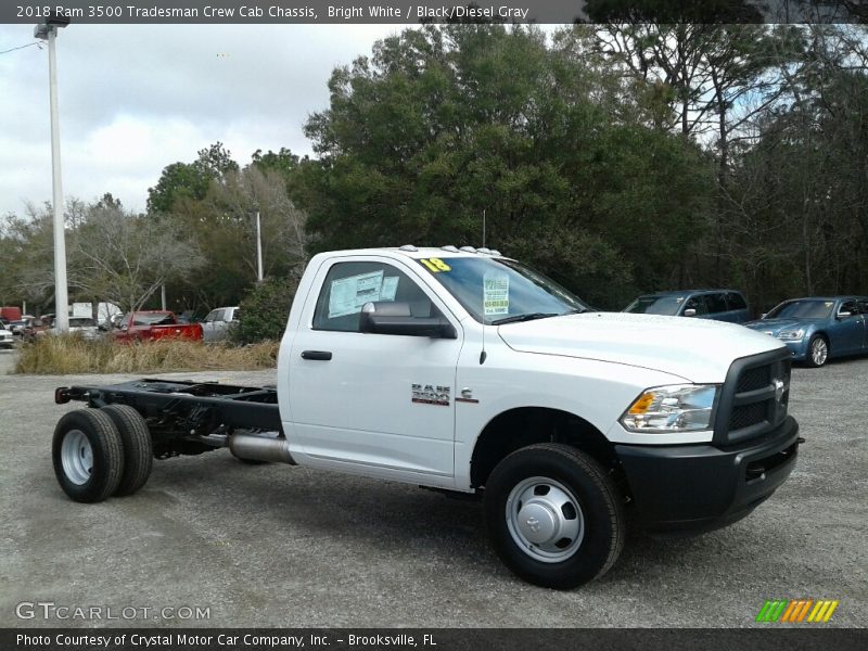 Bright White / Black/Diesel Gray 2018 Ram 3500 Tradesman Crew Cab Chassis