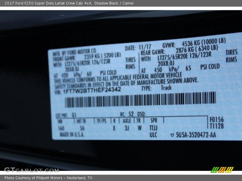 Shadow Black / Camel 2017 Ford F250 Super Duty Lariat Crew Cab 4x4