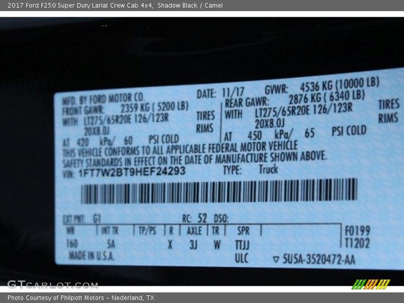Shadow Black / Camel 2017 Ford F250 Super Duty Lariat Crew Cab 4x4