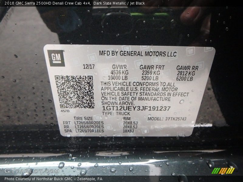 Dark Slate Metallic / Jet Black 2018 GMC Sierra 2500HD Denali Crew Cab 4x4