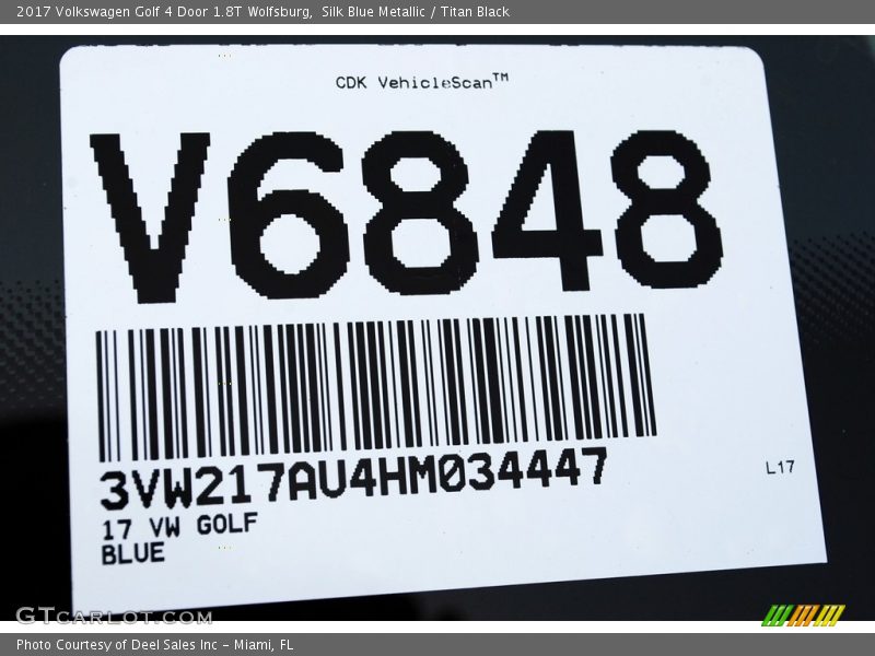 Silk Blue Metallic / Titan Black 2017 Volkswagen Golf 4 Door 1.8T Wolfsburg