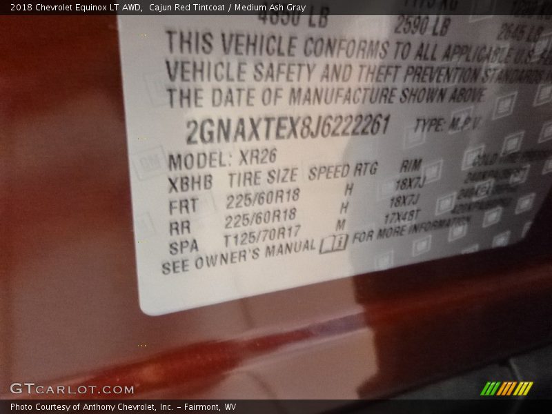 Cajun Red Tintcoat / Medium Ash Gray 2018 Chevrolet Equinox LT AWD