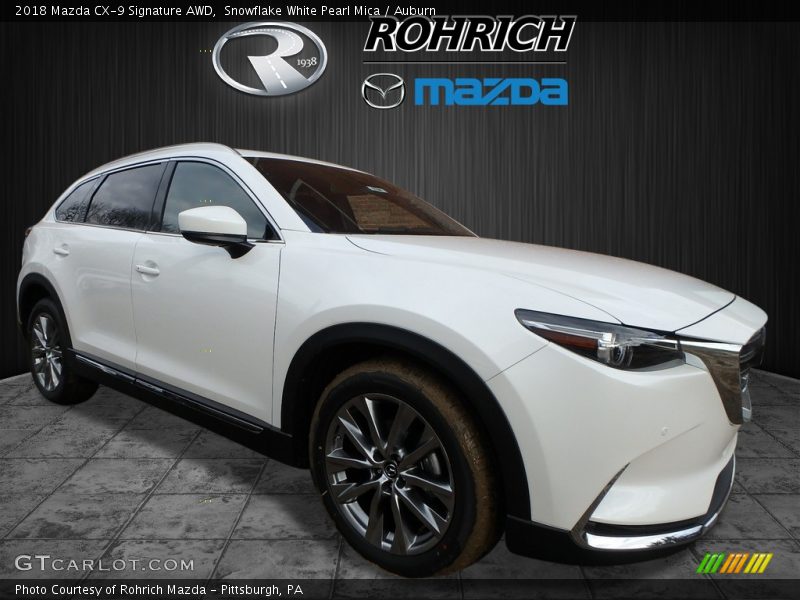 Snowflake White Pearl Mica / Auburn 2018 Mazda CX-9 Signature AWD