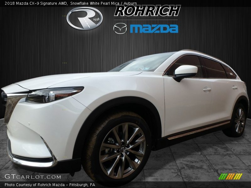Snowflake White Pearl Mica / Auburn 2018 Mazda CX-9 Signature AWD
