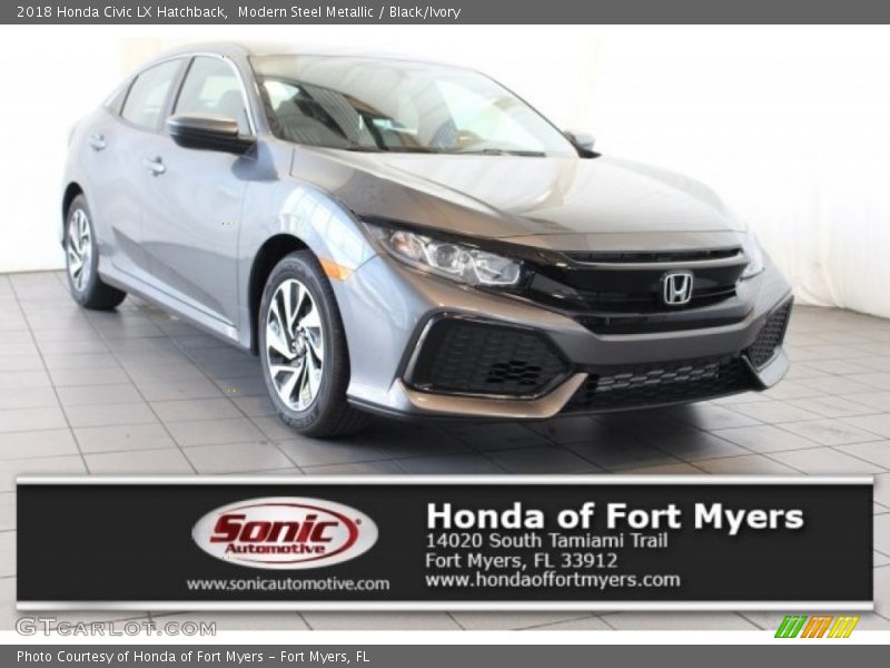Modern Steel Metallic / Black/Ivory 2018 Honda Civic LX Hatchback