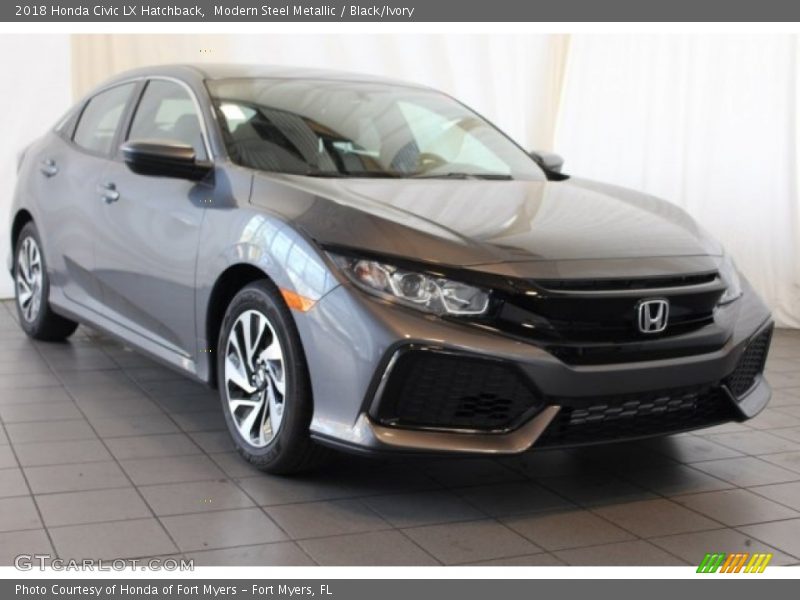 Modern Steel Metallic / Black/Ivory 2018 Honda Civic LX Hatchback