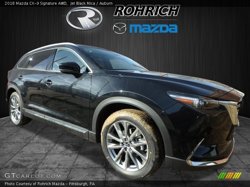 Jet Black Mica / Auburn 2018 Mazda CX-9 Signature AWD