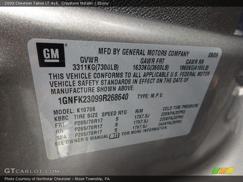 Graystone Metallic / Ebony 2009 Chevrolet Tahoe LT 4x4