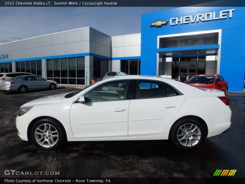 Summit White / Cocoa/Light Neutral 2013 Chevrolet Malibu LT