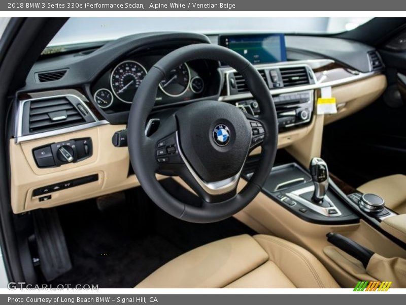 Alpine White / Venetian Beige 2018 BMW 3 Series 330e iPerformance Sedan