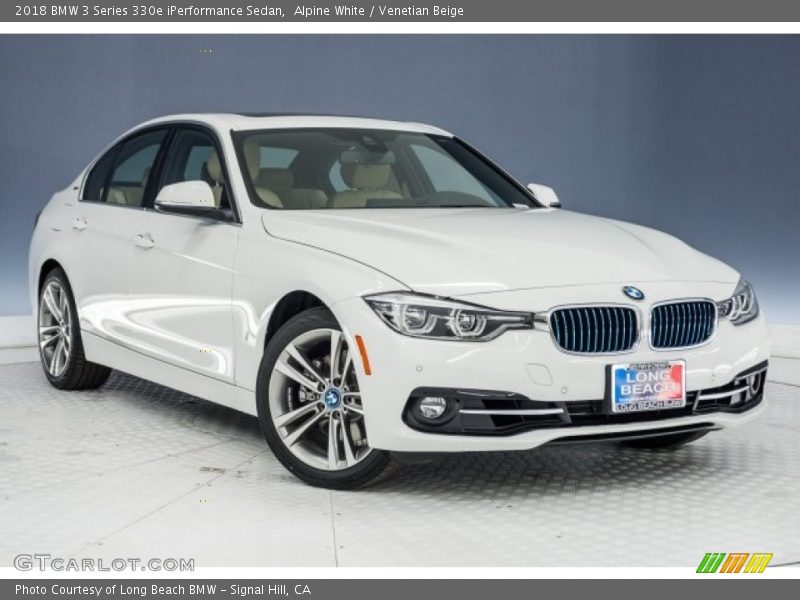 Alpine White / Venetian Beige 2018 BMW 3 Series 330e iPerformance Sedan