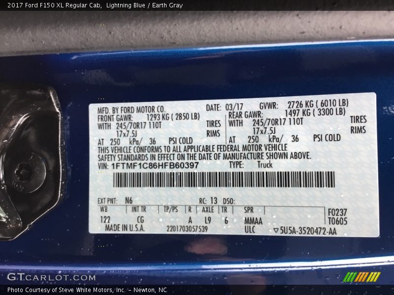 Lightning Blue / Earth Gray 2017 Ford F150 XL Regular Cab