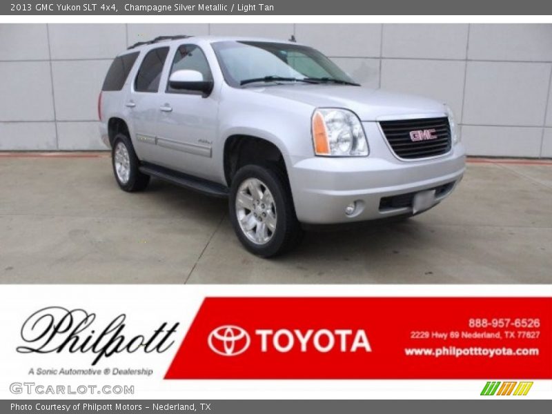 Champagne Silver Metallic / Light Tan 2013 GMC Yukon SLT 4x4