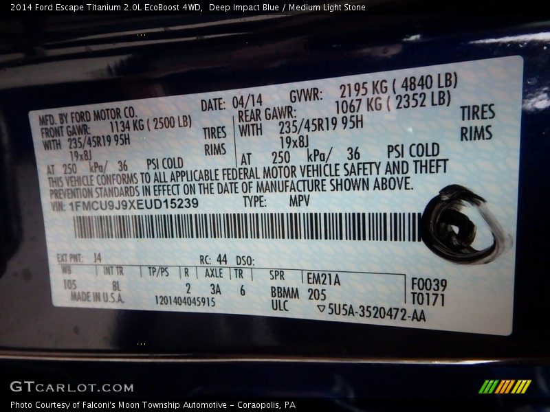 Deep Impact Blue / Medium Light Stone 2014 Ford Escape Titanium 2.0L EcoBoost 4WD