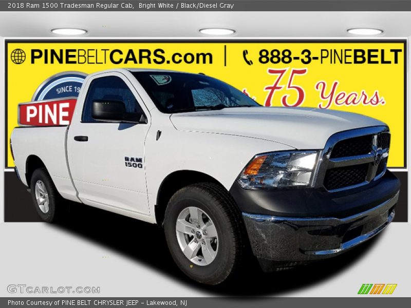 Bright White / Black/Diesel Gray 2018 Ram 1500 Tradesman Regular Cab