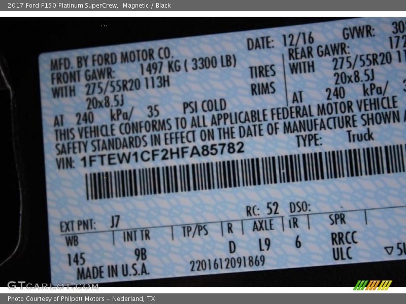 Magnetic / Black 2017 Ford F150 Platinum SuperCrew
