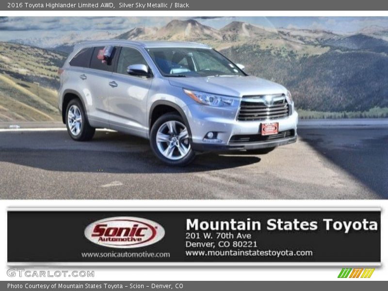 Silver Sky Metallic / Black 2016 Toyota Highlander Limited AWD