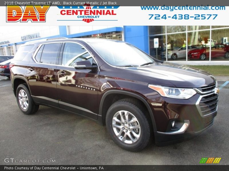 Black Currant Metallic / Jet Black 2018 Chevrolet Traverse LT AWD
