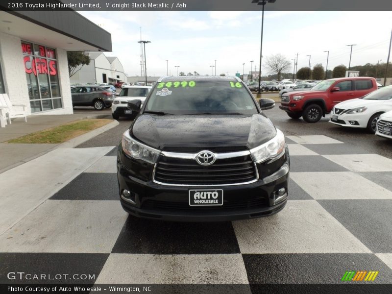 Midnight Black Metallic / Ash 2016 Toyota Highlander Limited