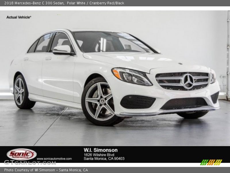 Polar White / Cranberry Red/Black 2018 Mercedes-Benz C 300 Sedan