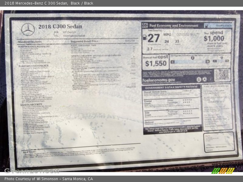 Black / Black 2018 Mercedes-Benz C 300 Sedan