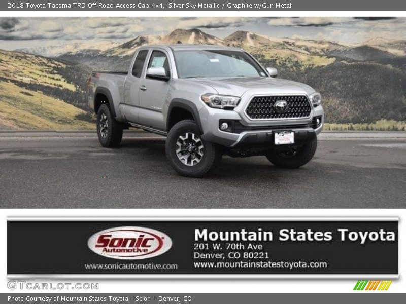 Silver Sky Metallic / Graphite w/Gun Metal 2018 Toyota Tacoma TRD Off Road Access Cab 4x4