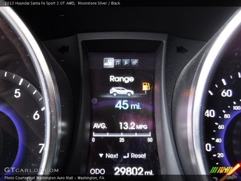 Moonstone Silver / Black 2013 Hyundai Santa Fe Sport 2.0T AWD