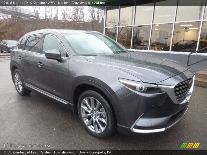Machine Gray Metallic / Auburn 2018 Mazda CX-9 Signature AWD