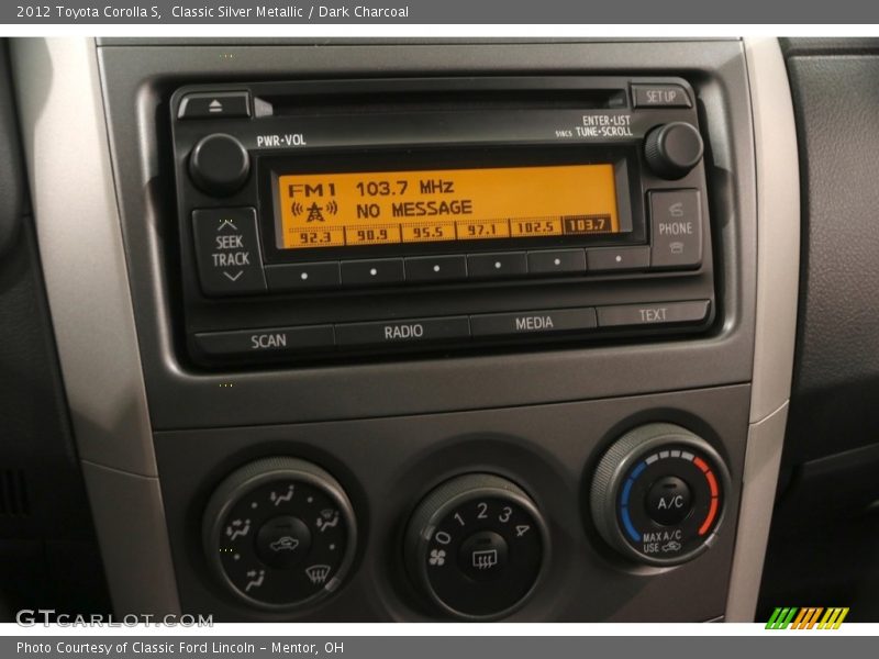 Classic Silver Metallic / Dark Charcoal 2012 Toyota Corolla S