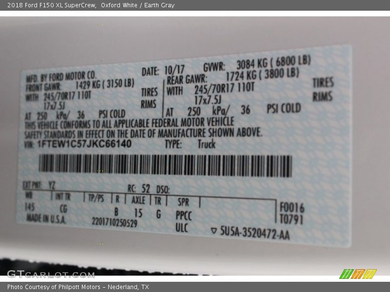 Oxford White / Earth Gray 2018 Ford F150 XL SuperCrew