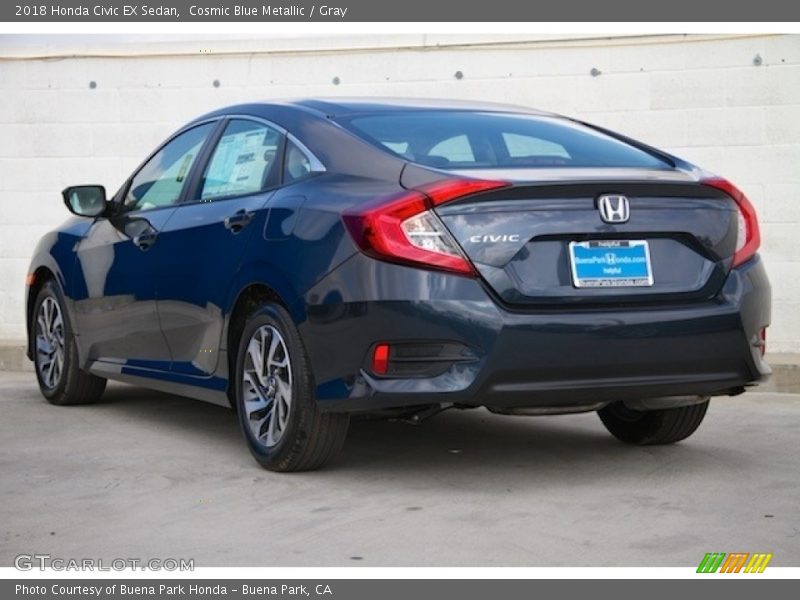 Cosmic Blue Metallic / Gray 2018 Honda Civic EX Sedan