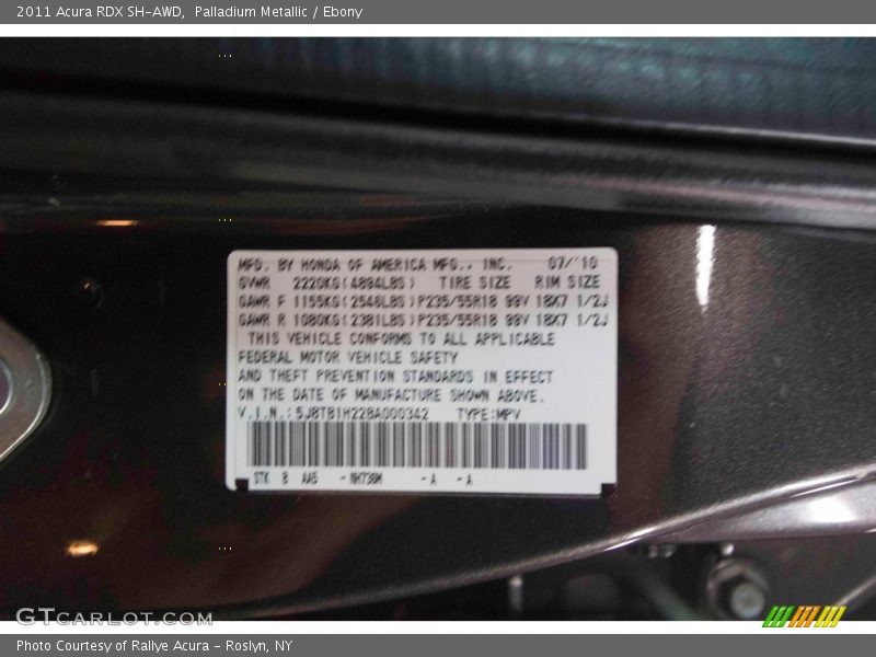 Palladium Metallic / Ebony 2011 Acura RDX SH-AWD