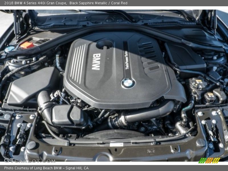 Black Sapphire Metallic / Coral Red 2018 BMW 4 Series 440i Gran Coupe