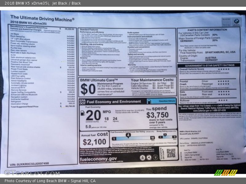 Jet Black / Black 2018 BMW X5 xDrive35i